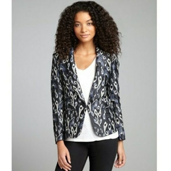 RAG & BONE Silver Ikat Brocade Jacquard Blazer Tuxedo Jacket sz 0 Women's Tux - Picture 8 of 14